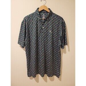 Rhoback Golf Polo Shirt Mens XL " The Fall" Green Golf Cart/ Leaf Print Preppy